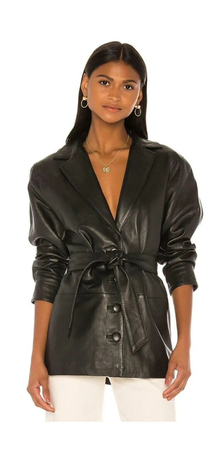ELEGANT New Women’s Black Extra Belted BlazerReal Lambskin Causal Slim FitBlazer