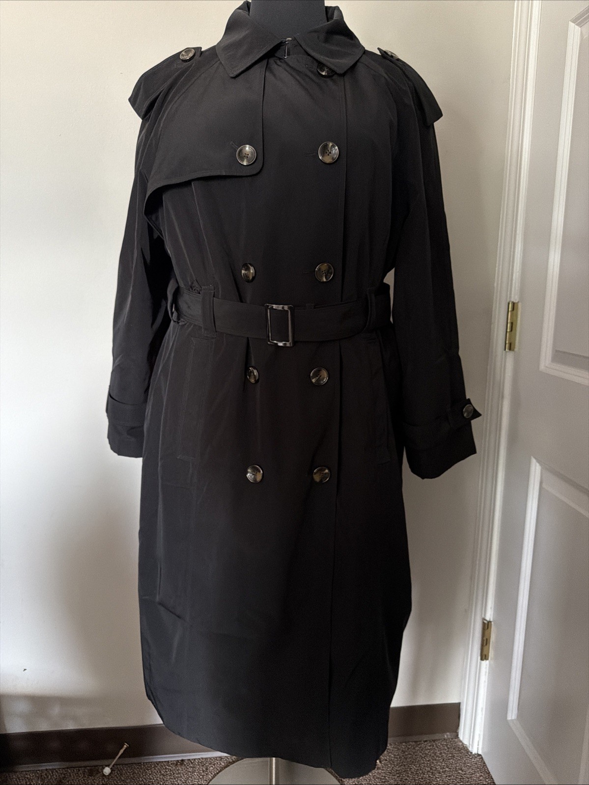 London Fog Black Water Resistant Trench Coat Women’s Plus Size 3X