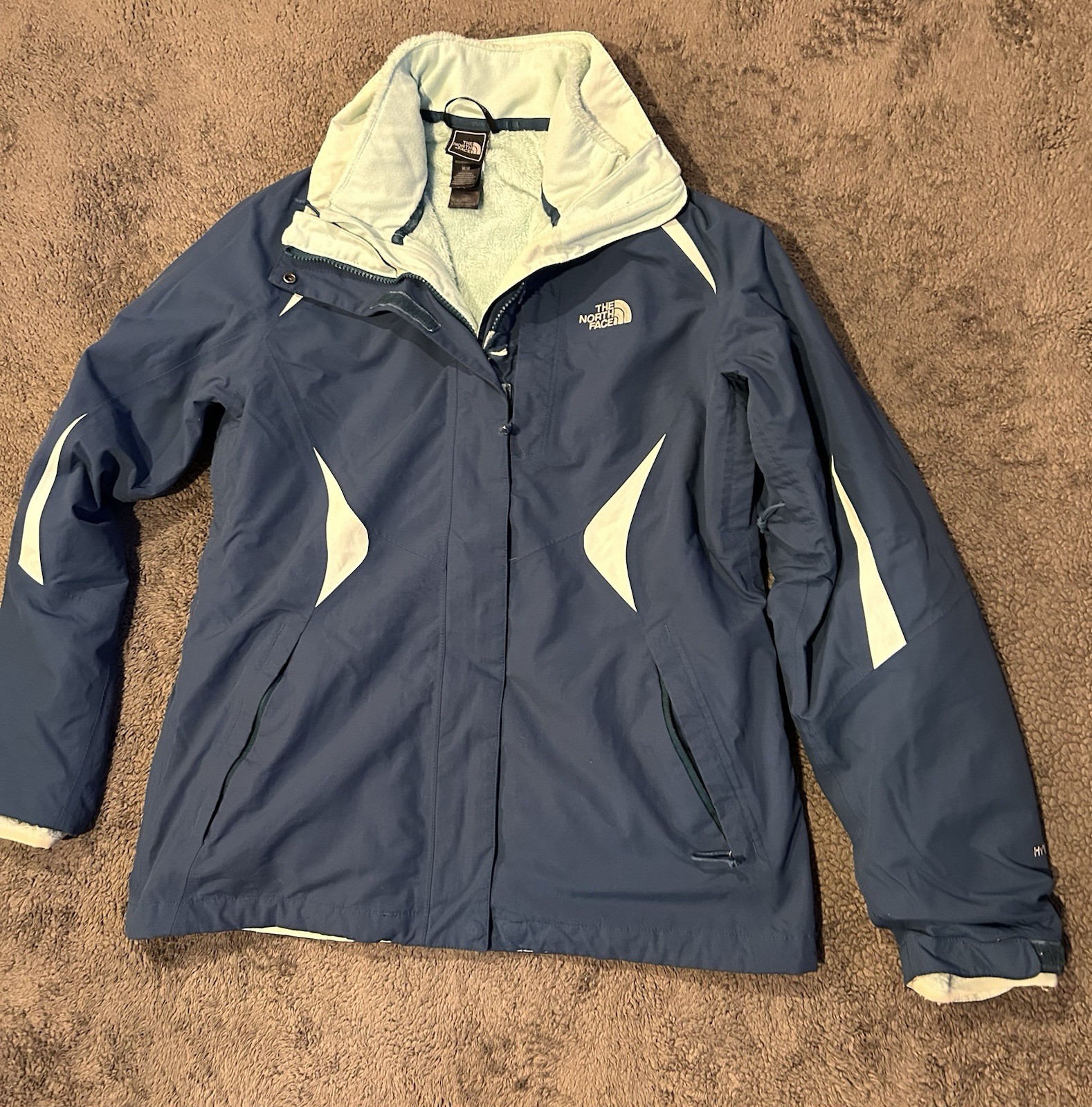 North Face HyVent Jacket Blue Skiing Snowboarding Waterproof Full Zip Womens M