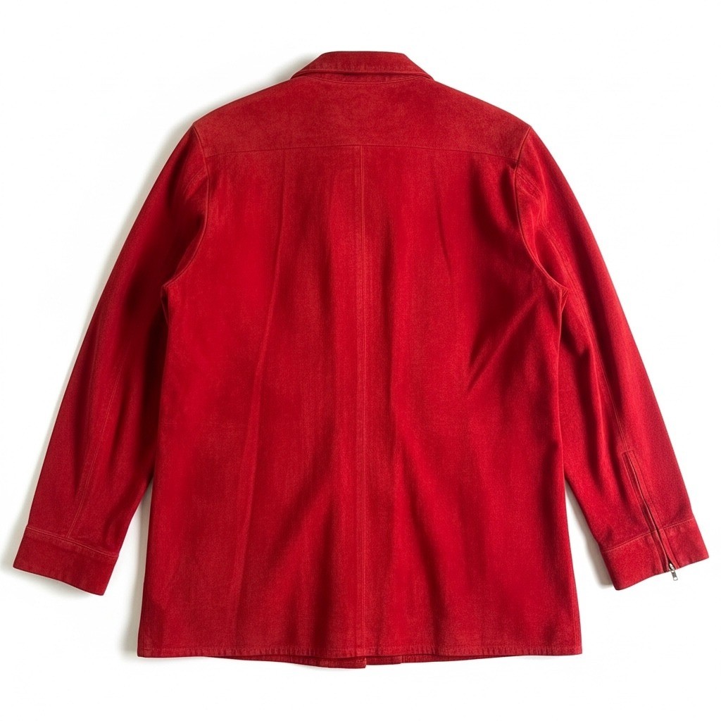 New Frontier Red Suede Leather Jacket Women’s Large Zip Front Side Slits
