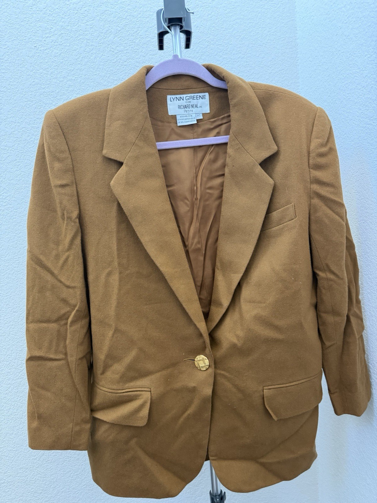 Lynn Greene for Richard Neal Women’s Petite 14 Brown Wool Blazer Lined Pockets