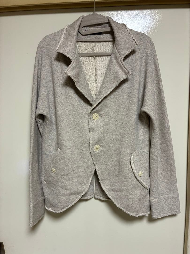USED SWEATSHIRT MATERIAL TAILORED JACKET, LIGHT GRAY GOOD