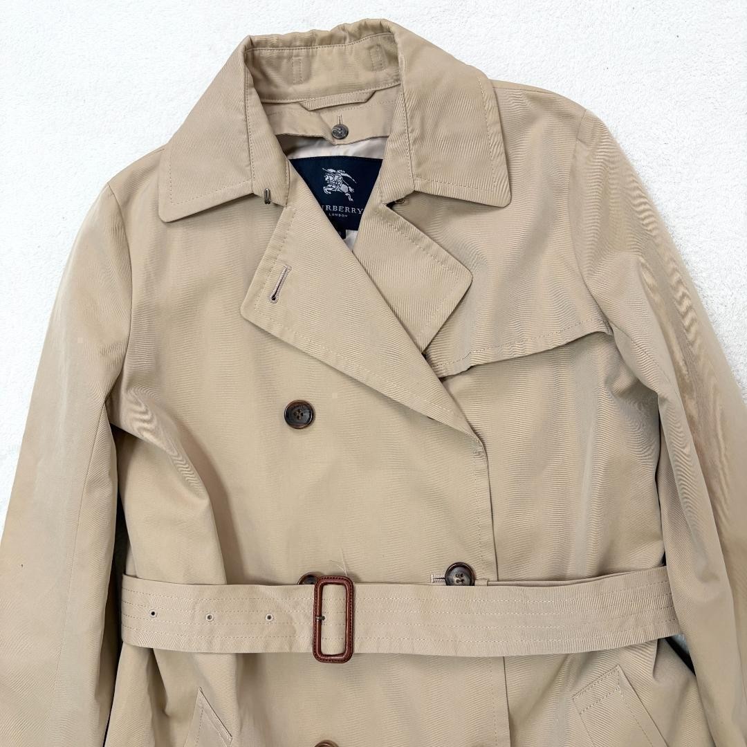 Burberry London Trench Coat Nova Check Liner Belted Light Beige Size M Auth JP