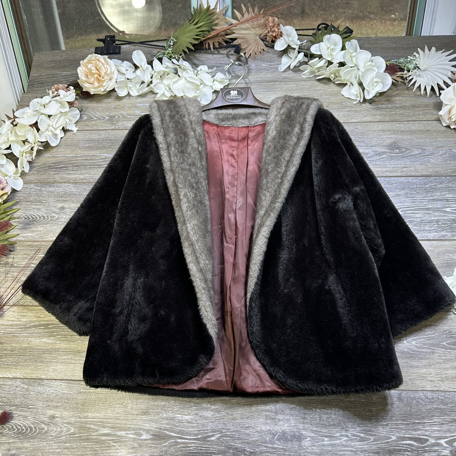 Vintage Faux Fur Coat Size Medium Open Front Union Made In USA United States