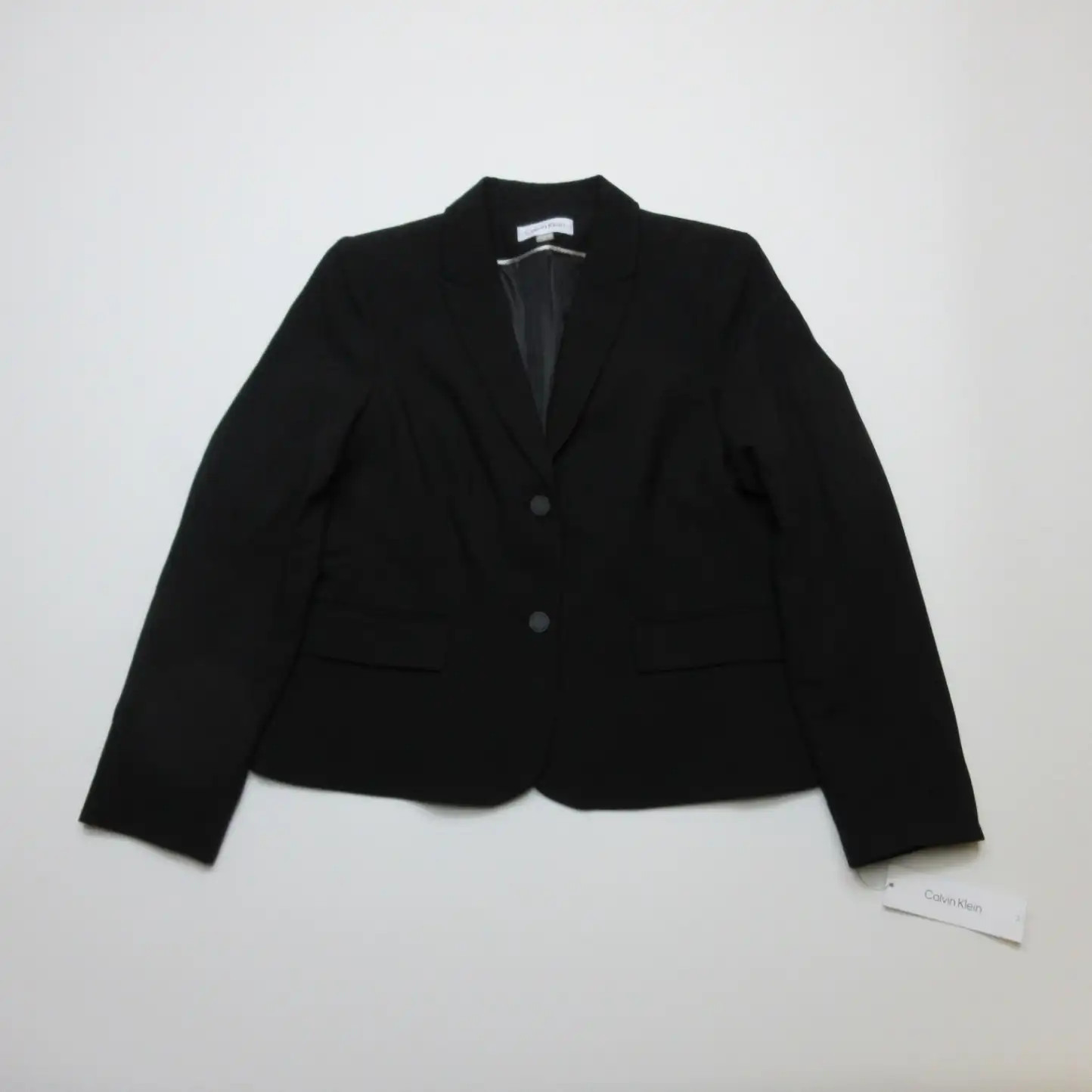 Calvin Klein Women’s Blazer Size 14 Black Suit Jacket Slim Fit Stylish Workwear