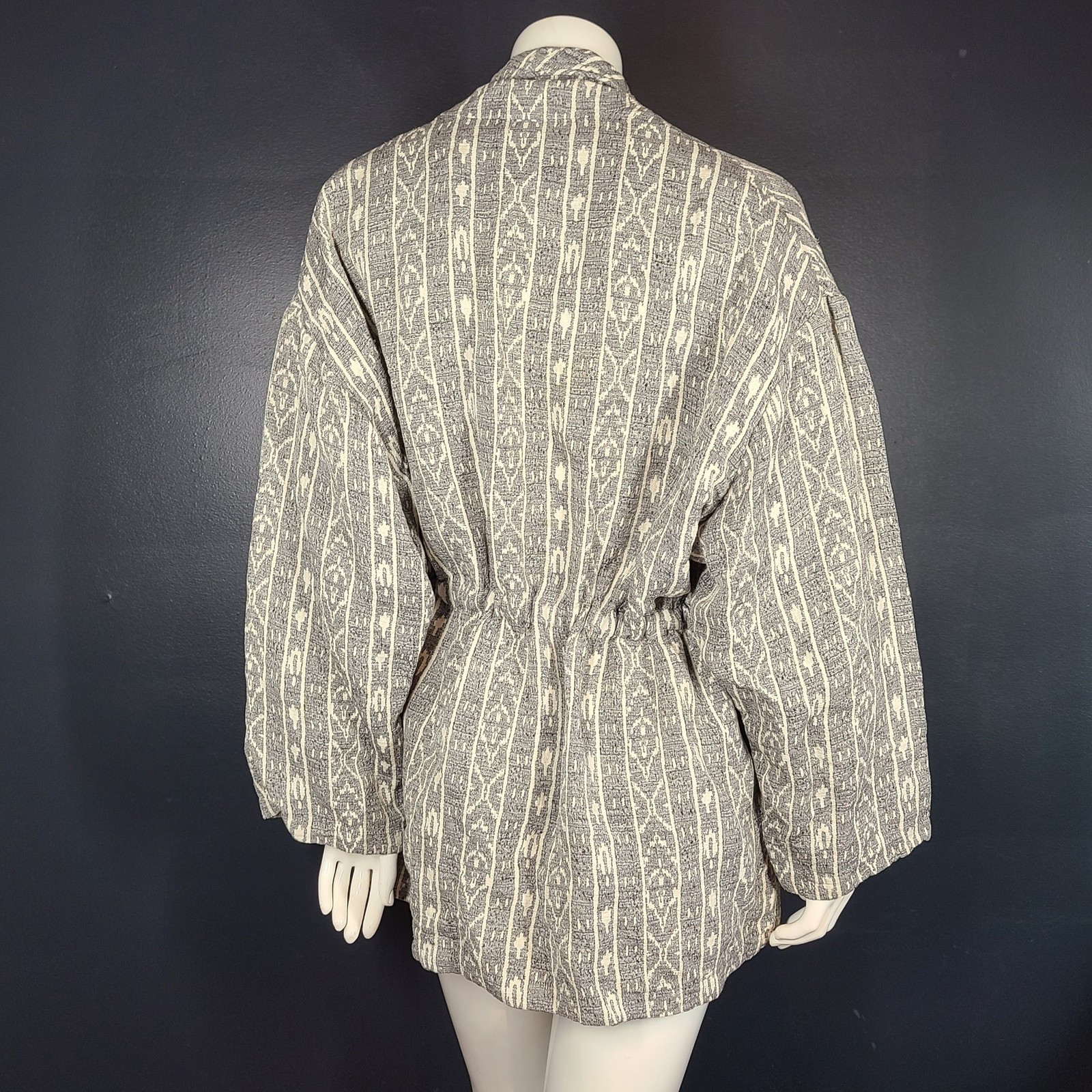 IRO Women’s Ikat Weave Wrap Peplum Blazer Jacket Ecru Gray Sz 4