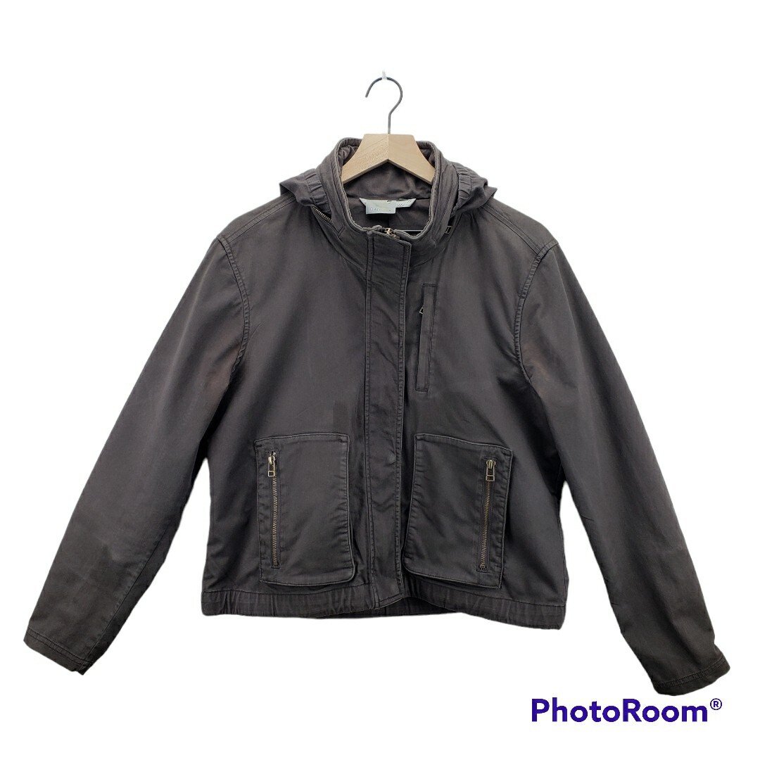 Athleta Cotton Twill Jacket In Army Grey Women’s Size Large with Flaw