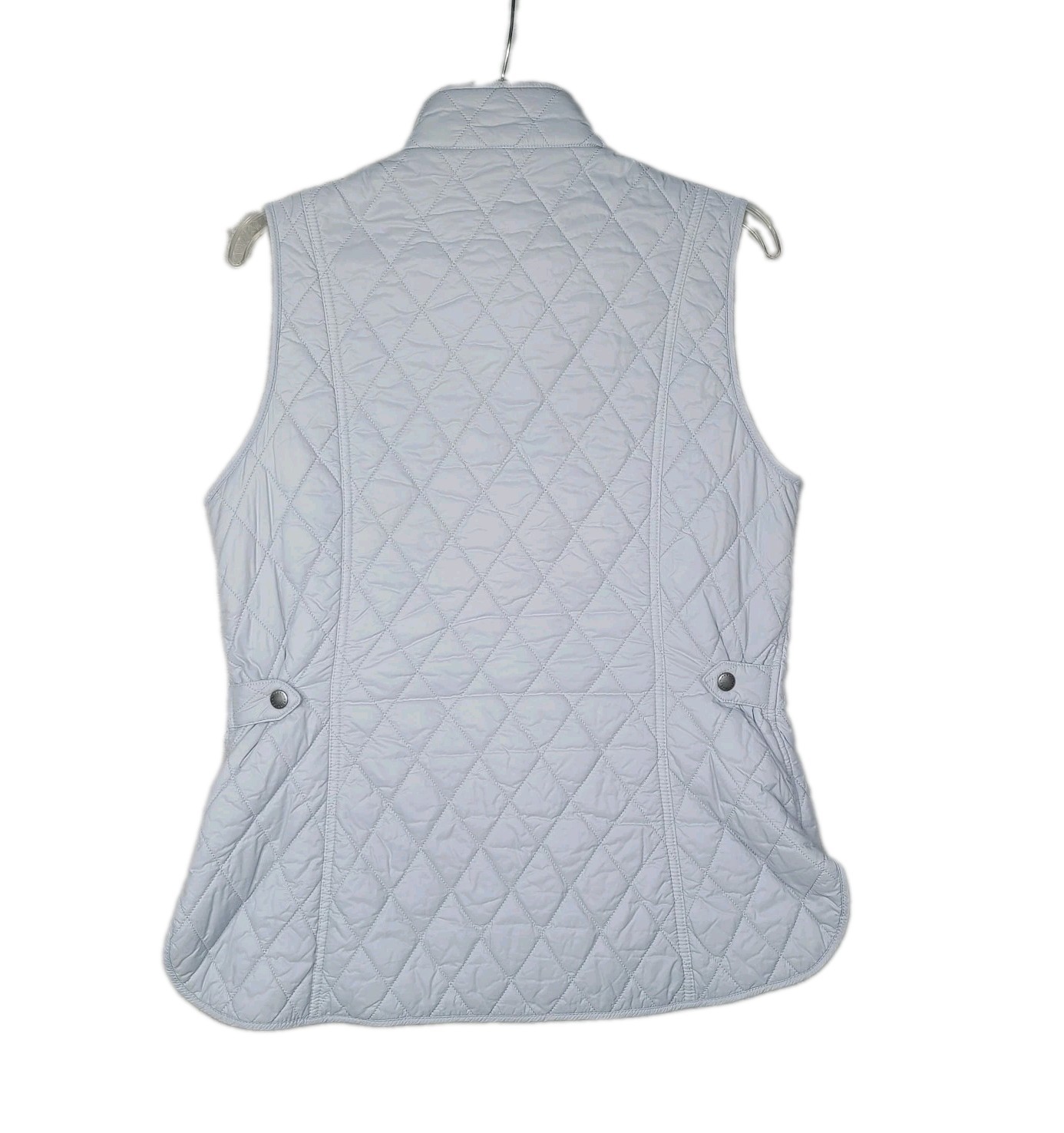 Barbour Iced Blue Quilted Otterburn Gilet Button Up Zip Vest -Size US 10 UK 14