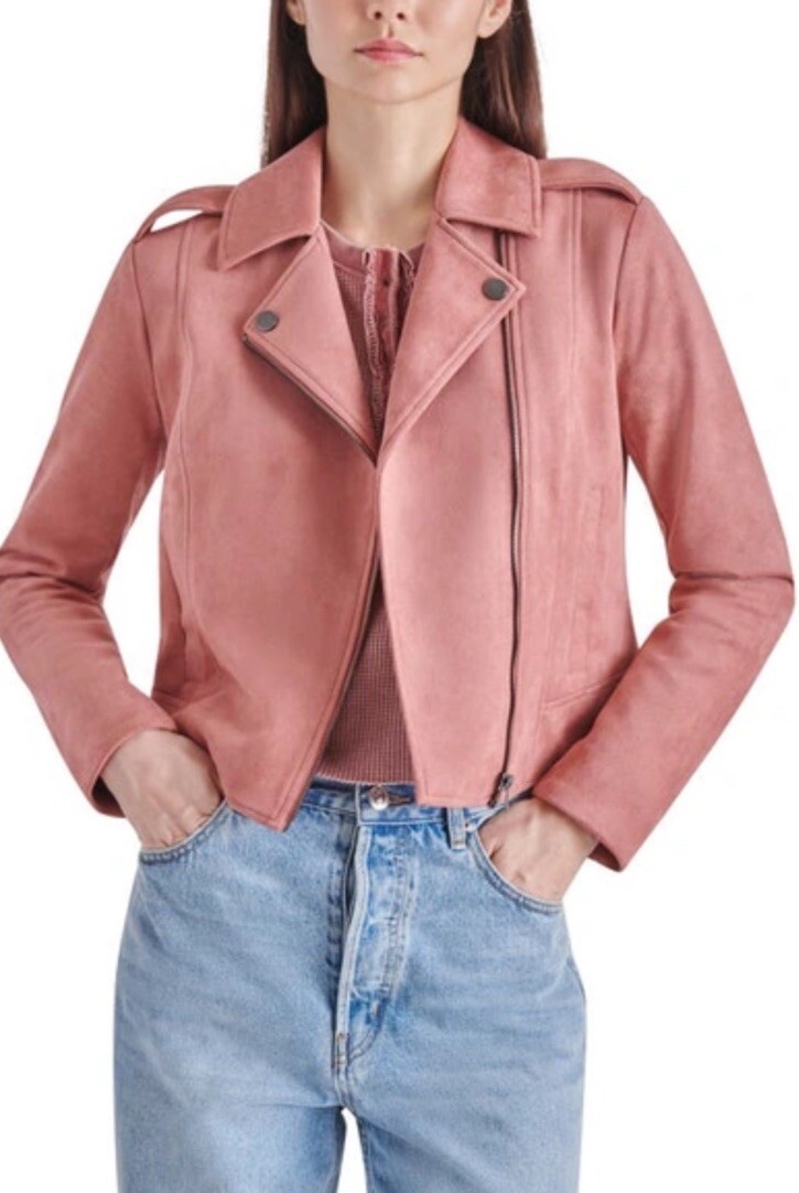 BB Dakota Steve Madden Women Faux Suede Moto Jacket Fashion Staple SZ XLarge