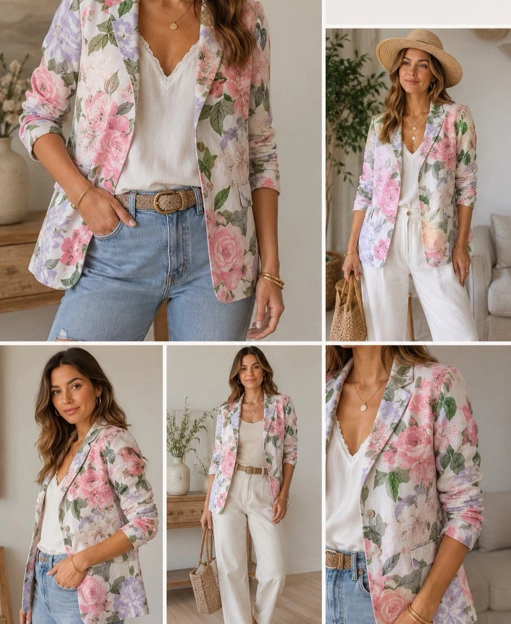 Joie Blazer Jacket Womens Size Large 100% Linen Floral Garden Party Coquette