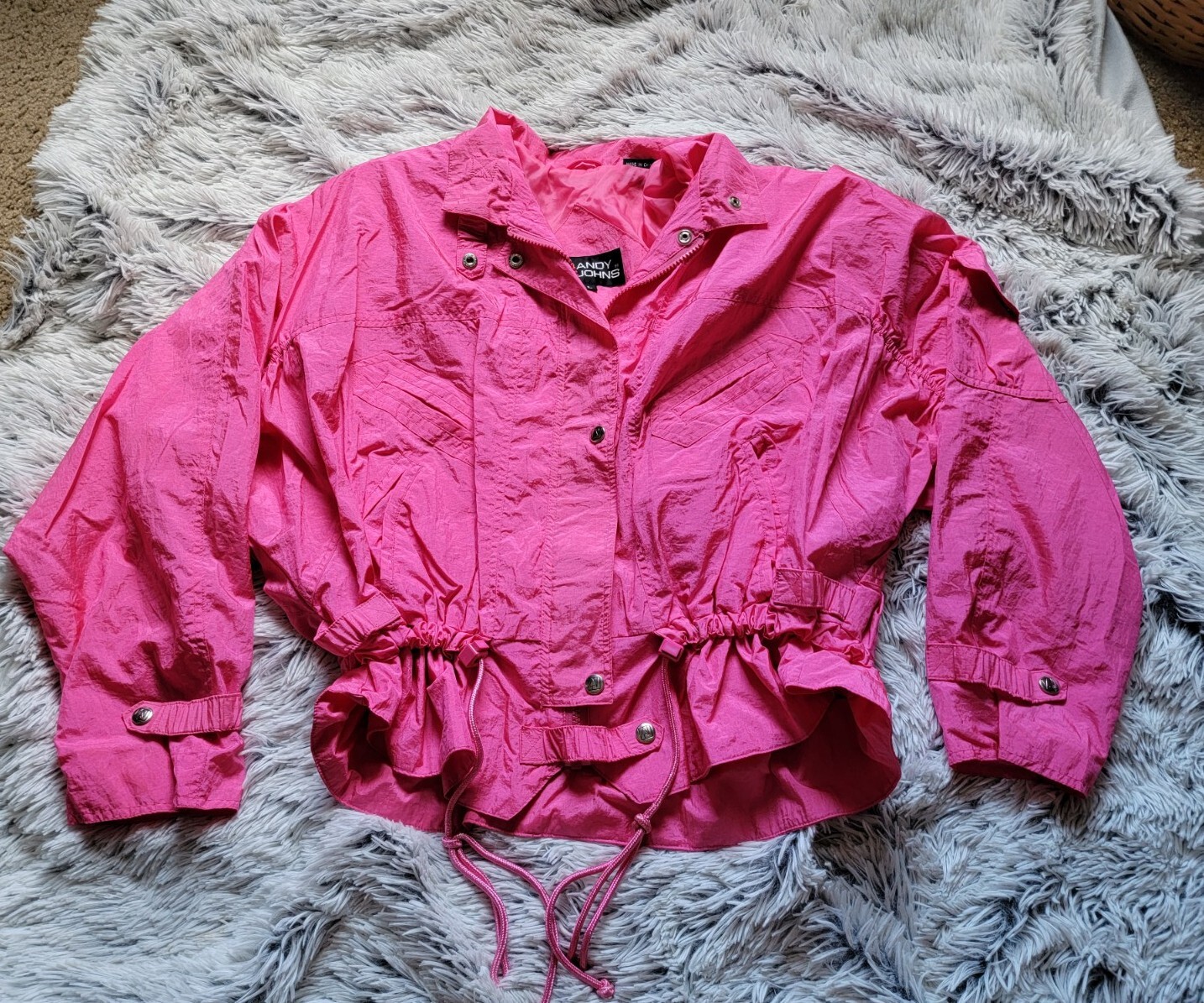 ANDY JOHNS VTG Pink Barbie Nylon 90’s Windbreaker Track Jacket EC SZ Large 