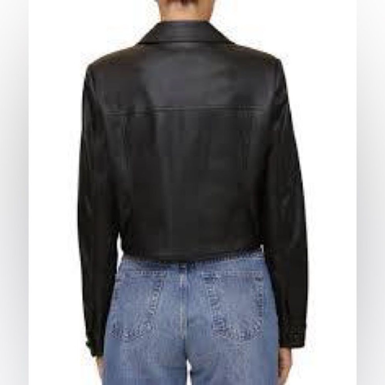 Bagatelle Collection Faux-Ever Leather Cropped Moto Jacket Black XL NWT