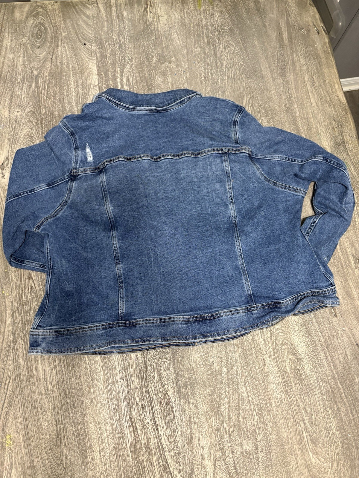 Lane Bryant Women’s Blue Distressed Button-Front Collared Pocket Jacket 24 Plus