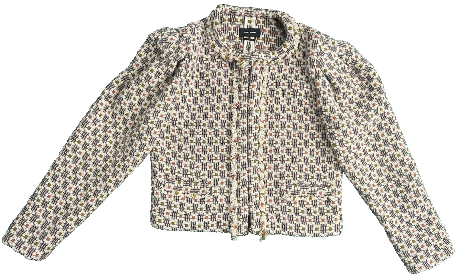 Isabel Marant Wool Tweed Cropped Jacket Hook Closure FR 38 / US 6