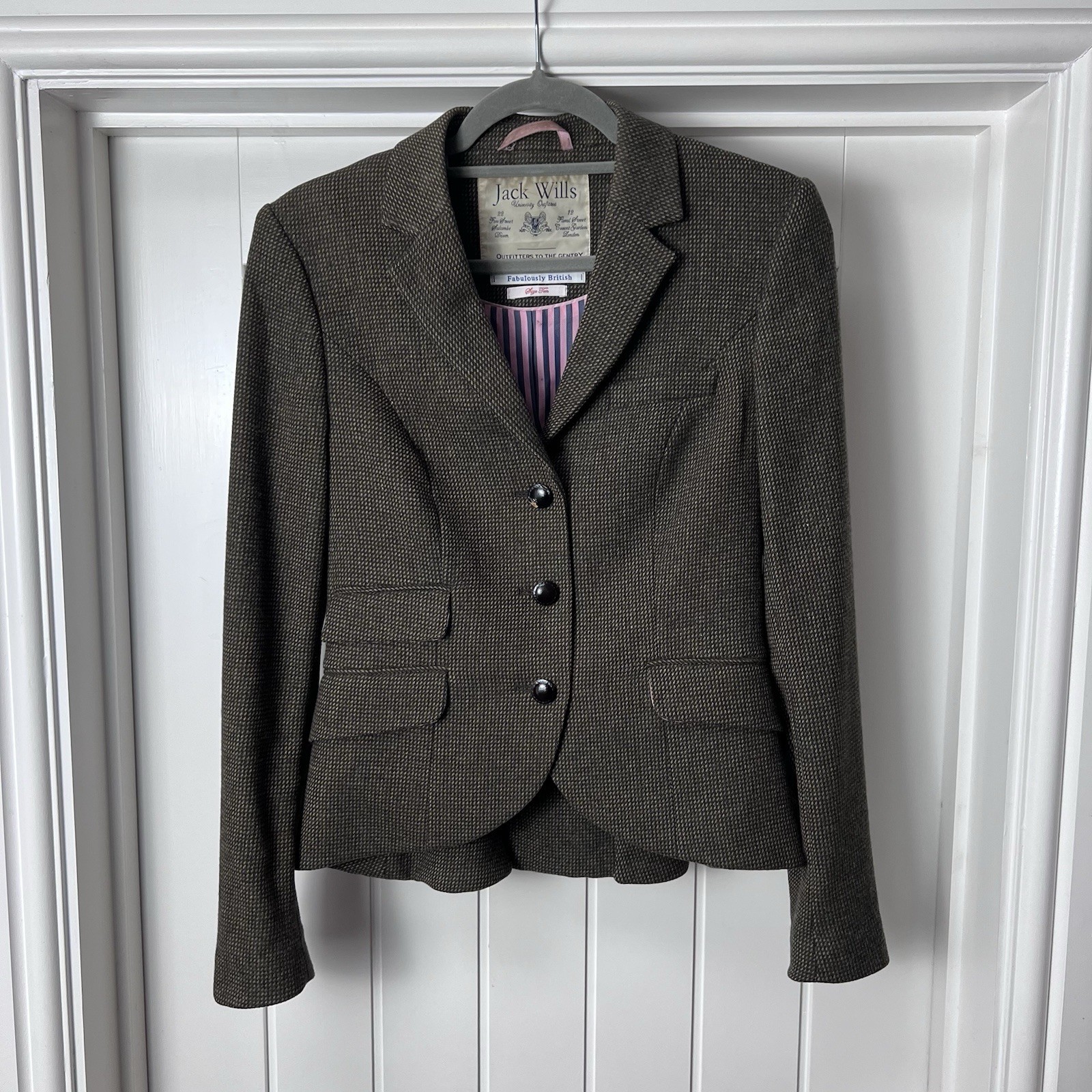 Jack Wills Jacket Blazer Women’s UK 10 Green Tweed Wool Country Heritage Formal