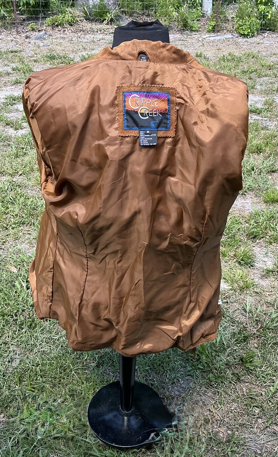 VINTAGE CRIPPLE CREEK LEATHER brown FRINGE JACKET SIZE L WESTERN SUEDE TASSEL