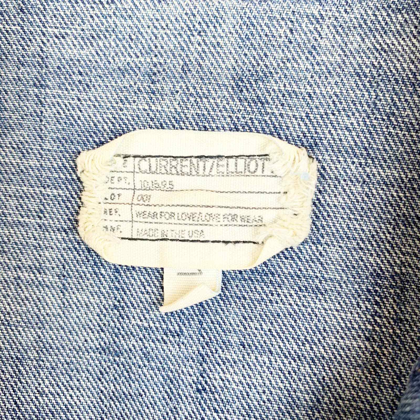 Current/ Elliott Blue Solid Long Sleeve Patch Work Denim Jacket 1