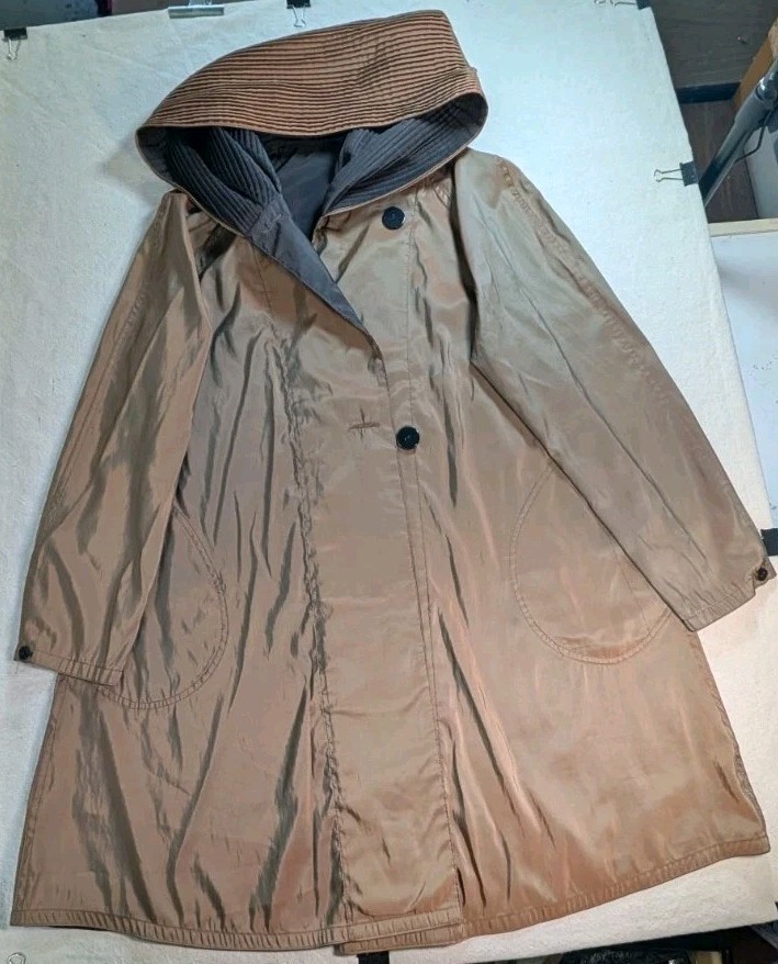 Mycra Pac Donatella Women’s Long Rain Coat Reversible Black/Brown Size 0/P US6-8