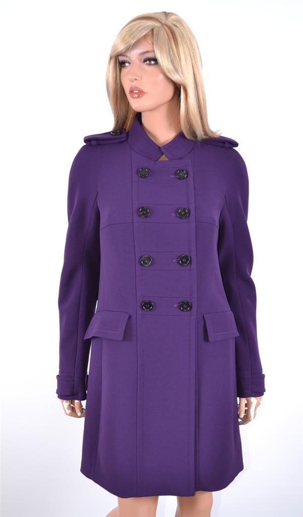 New Burberry Prorsum $2,595 Purple Wool Runway Military Coat Jacket 12 46