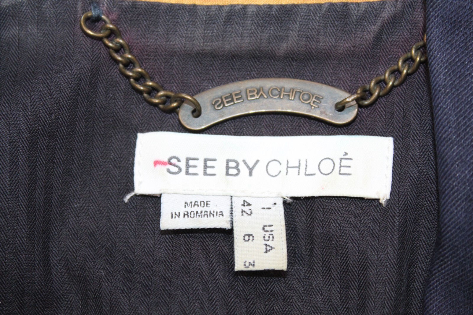 SEE BY CHLOE Women’s Virgin Wool Linen Blue Casual Jacket Blazer Romania Size 6