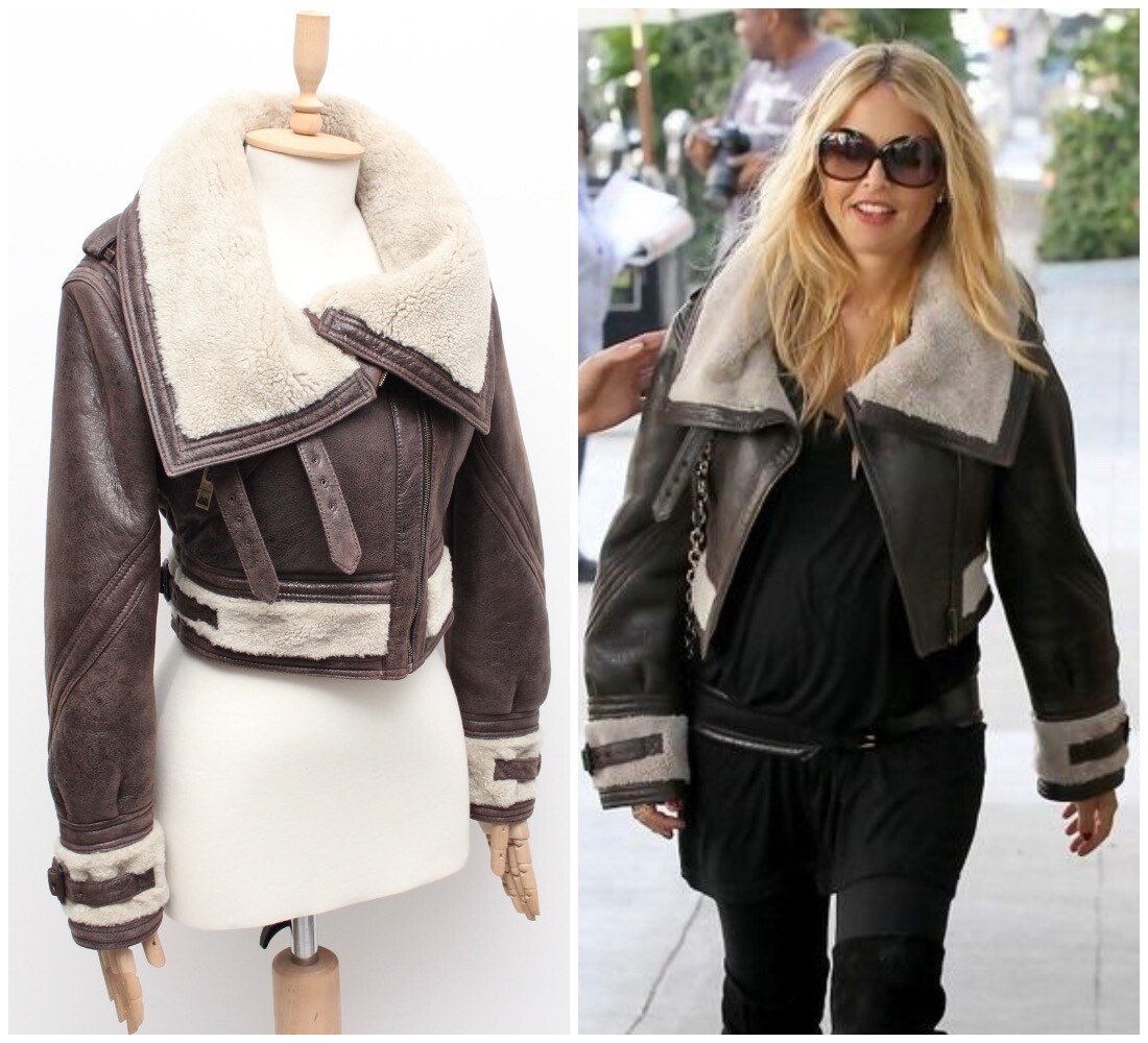 Women’s BURBERRY PRORSUM Shearling Leather Aviator Bomber Jacket Size 42 ~S RARE