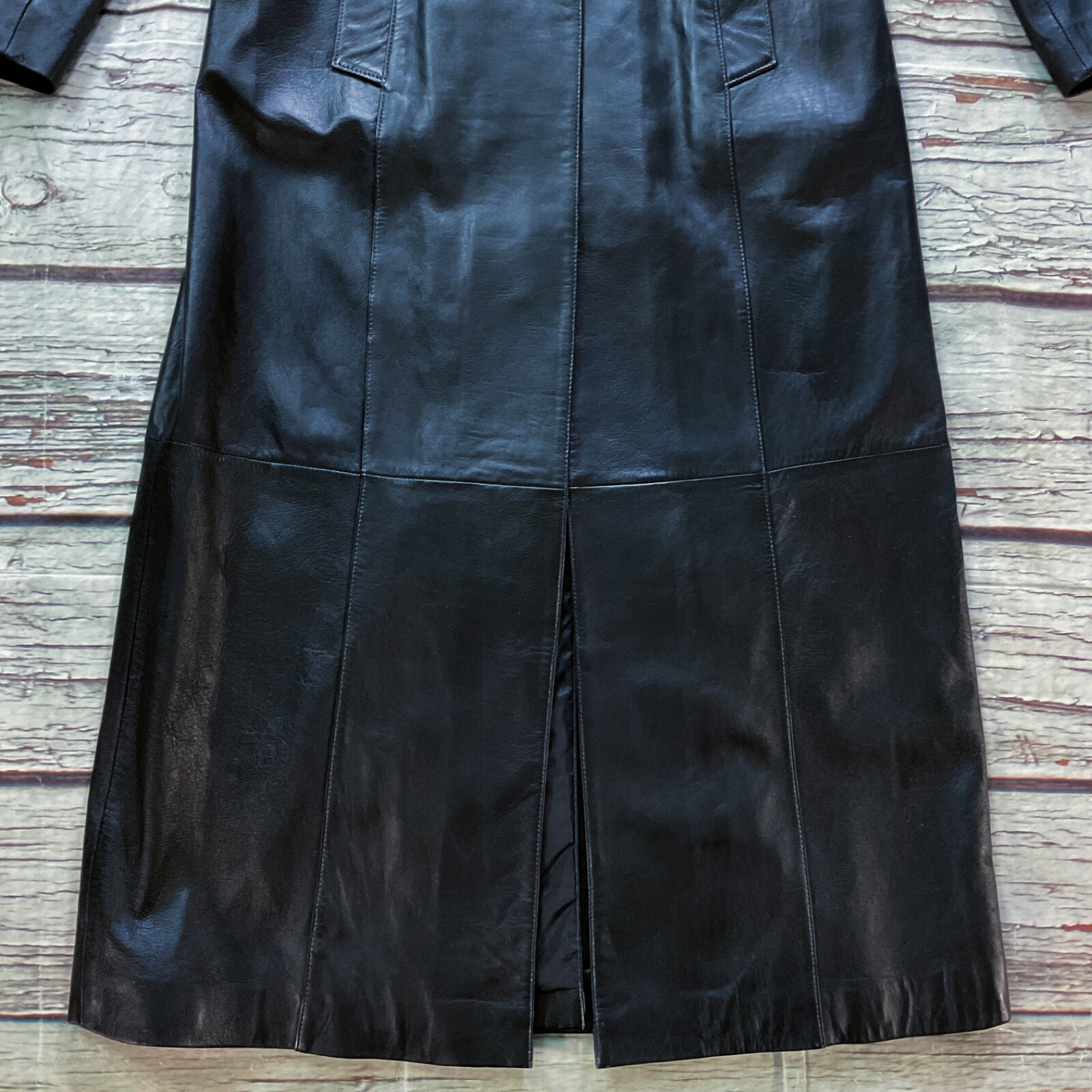 Wilsons Womens Coat size M Medium Black Full Length Leather Lined Lighter Weight
