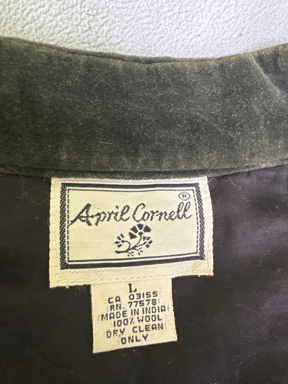 Vintage April Cornell Jacket Womens Large Wool Bohemian Embroidered Folk Art