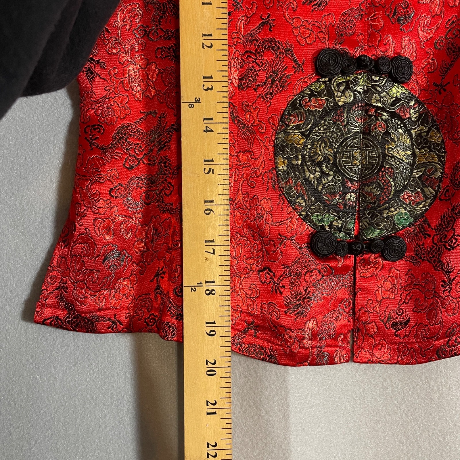 Lindsey Red Silk Brocade Cheongsam Qipao Vest Mandarin Collar Frog Button S