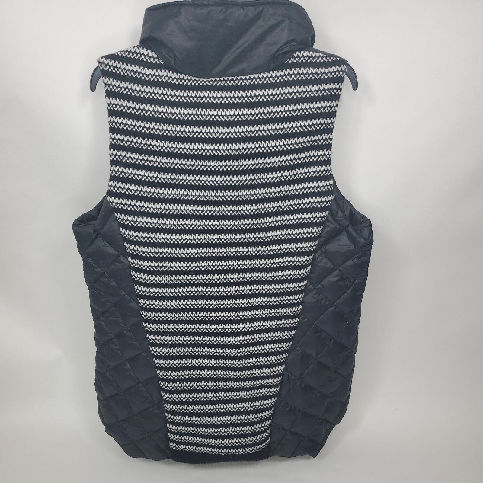 GH Bass CO Womens Black Full Zip Snap Puffer Vest Down Feather Knit Back SZ L