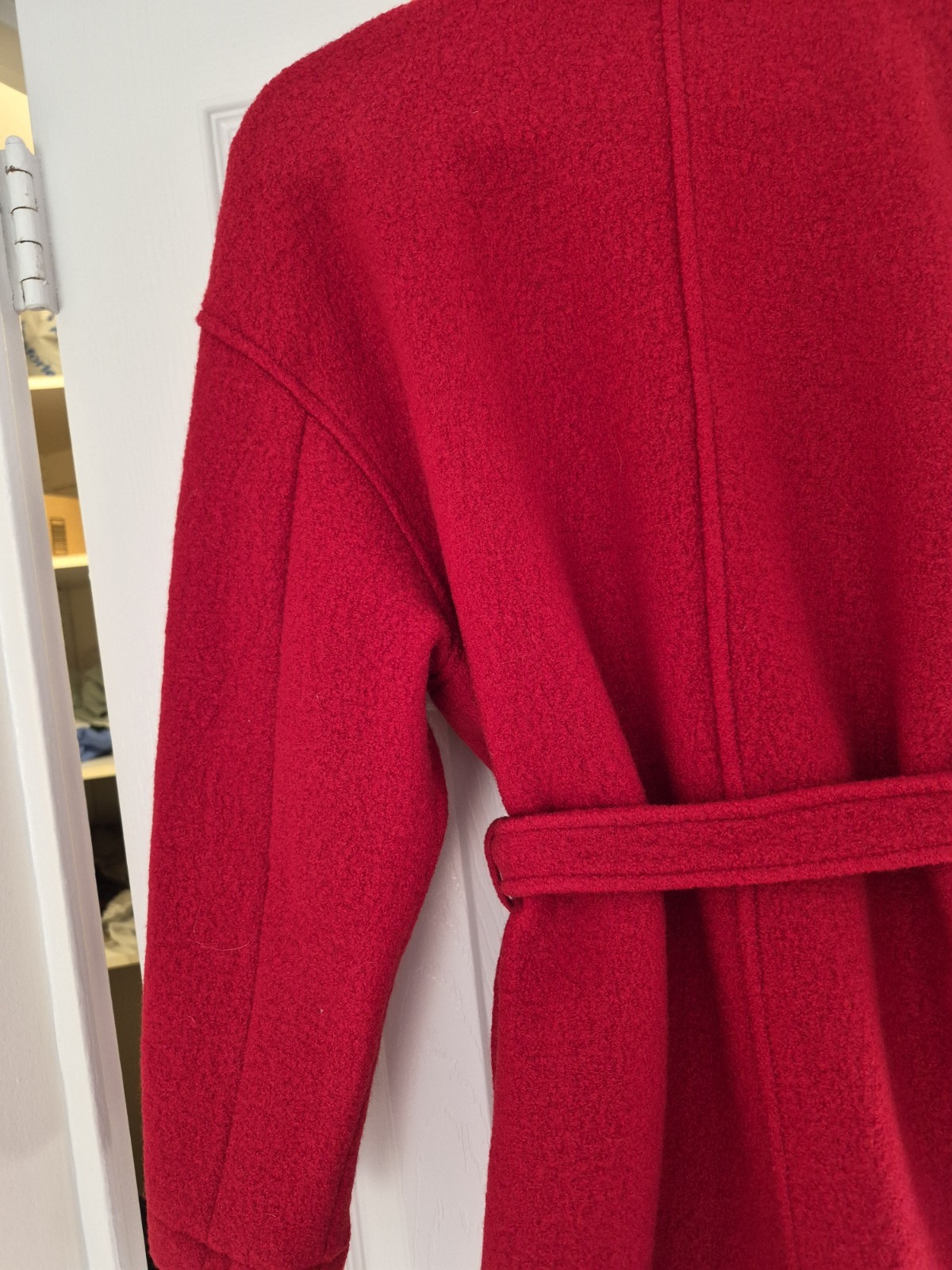 J.Crew Women’s Red Italian Wrap Coat Belted Button Collared Pockets Petite LP