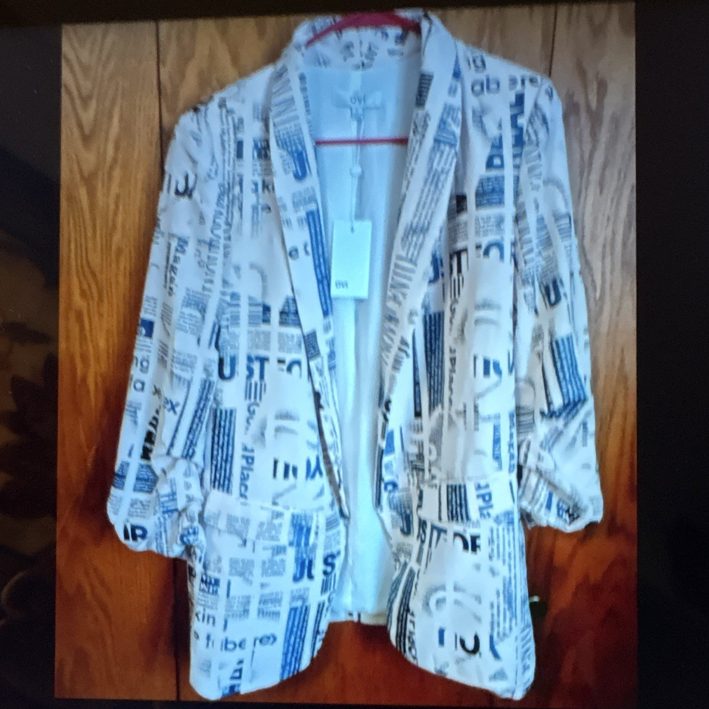 OVI Newspaper Print Blazer Jacket NWT Size Large