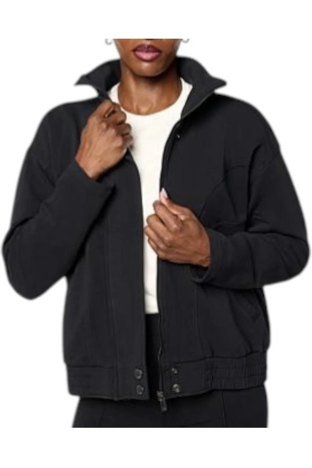 DG2 by Diane Gilman Women’s Knit Zip-Front Seamed Jacket Black