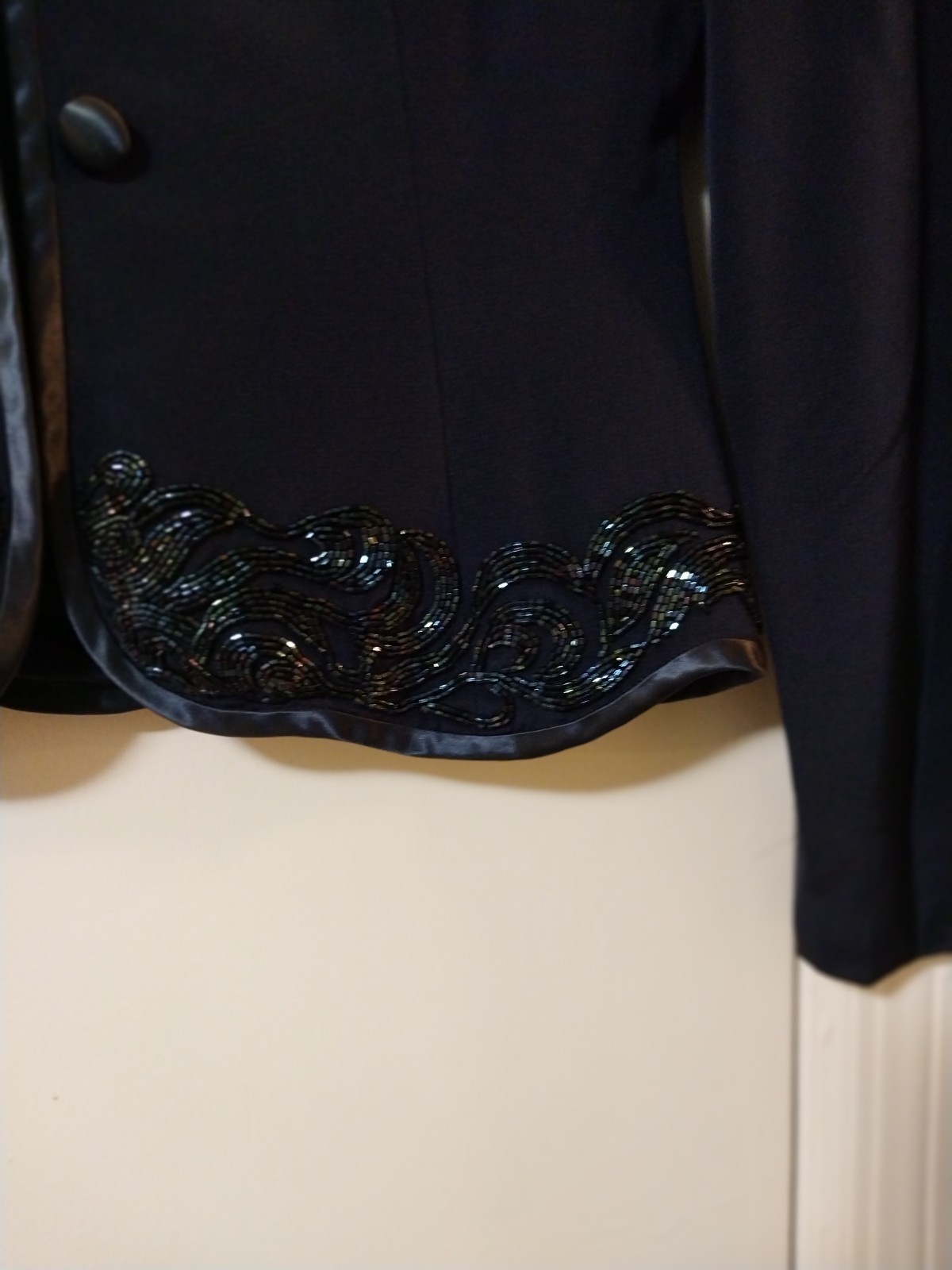 Rimini By Shaw Jacket Women’s Silk Formal Quiet Elegance Size 8 Navy Blue Beaded