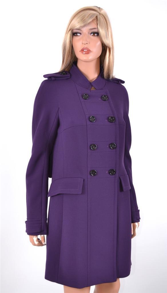 New Burberry Prorsum $2,595 Purple Wool Runway Military Coat Jacket 12 46