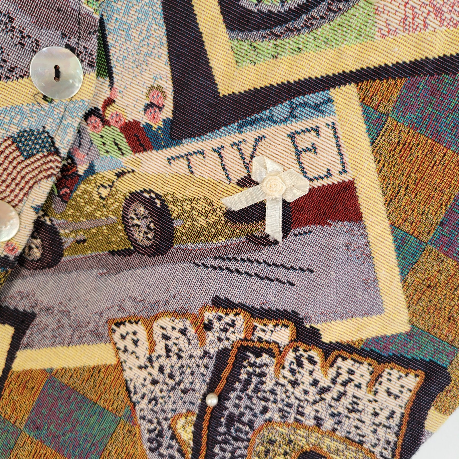 Vintage Tapestry Vest Union Jack Car Racing United Kingdom Women Plus 1X