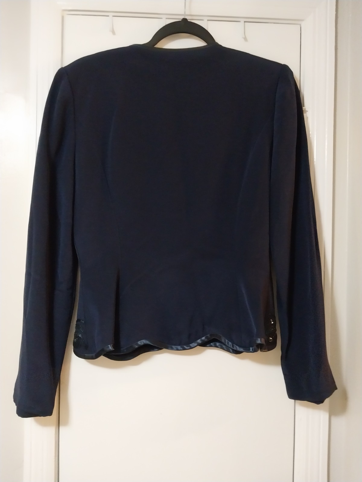Rimini By Shaw Jacket Women’s Silk Formal Quiet Elegance Size 8 Navy Blue Beaded