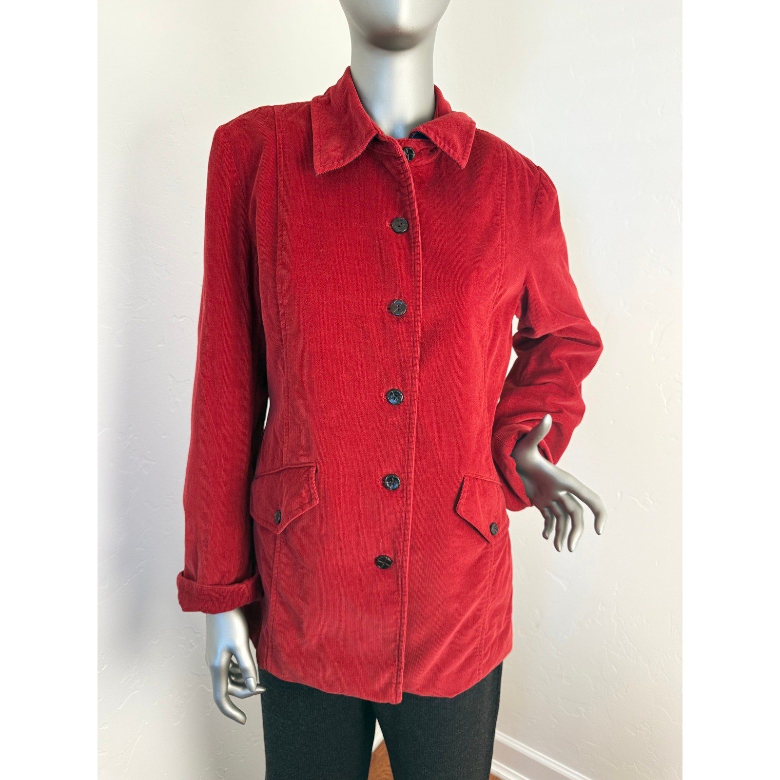 Orvis Burnt Orange Corduroy Barn Utility Jacket Cotton Chore Classic Lined S