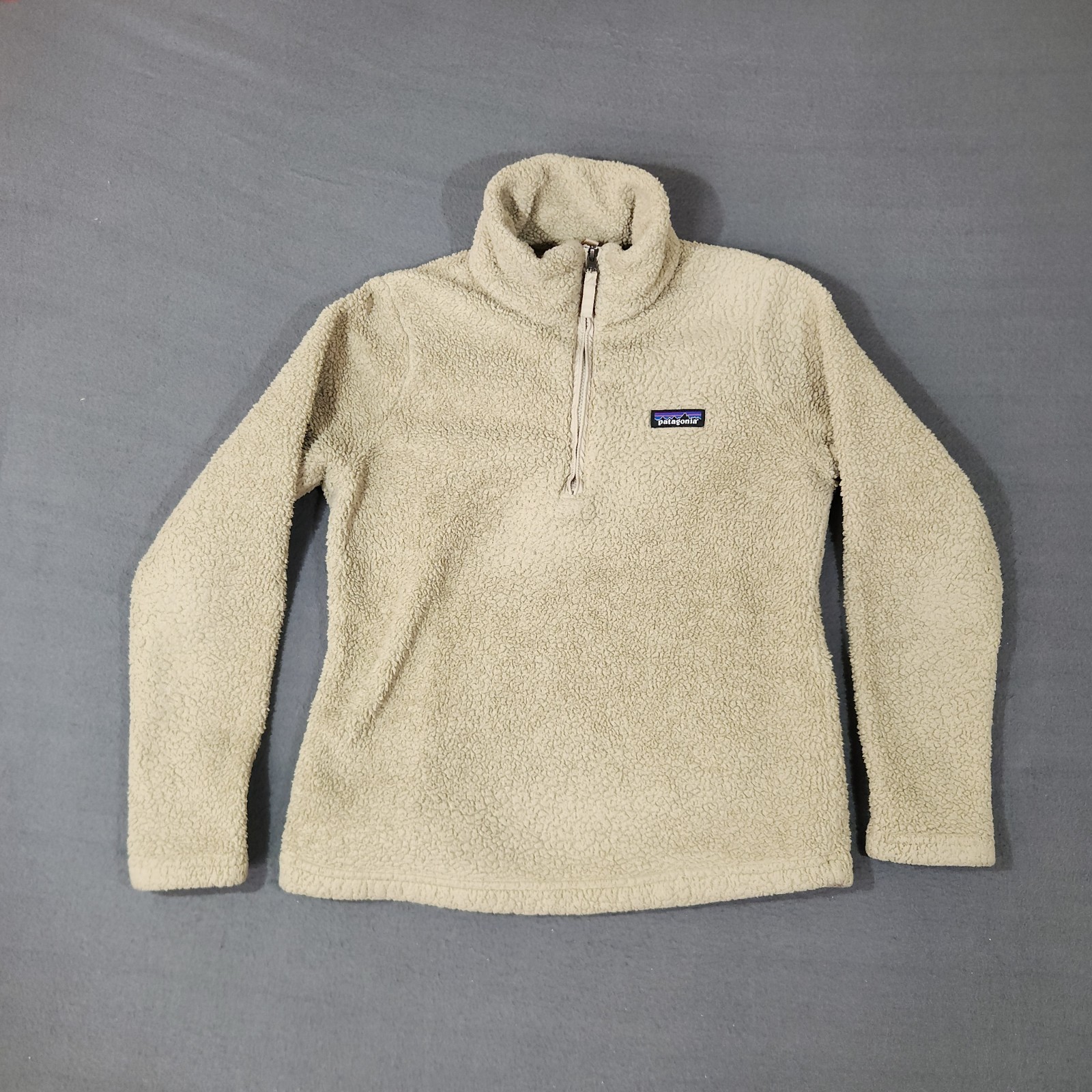 PATAGONIA LOS GATOS WOMENS JACKET SMALL BEIGE PULLOVER 1/4 ZIP FLEECE