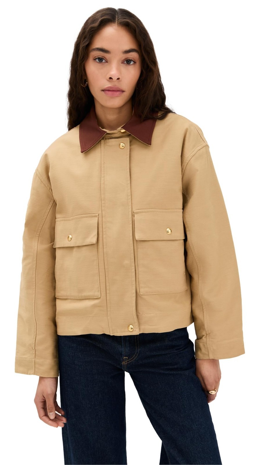 rag & bone Nonie Cotton Barn Jacket Beige Brown Collar Women XS