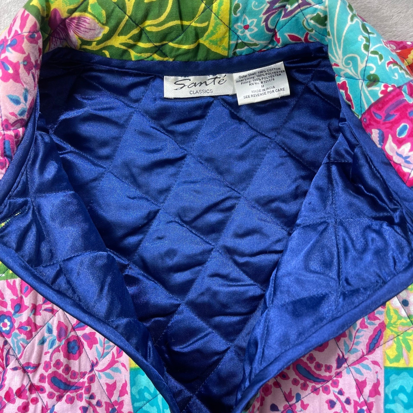 Sante Classics Quilted Patchwork Jacket Women Medium Cottagecore Floral