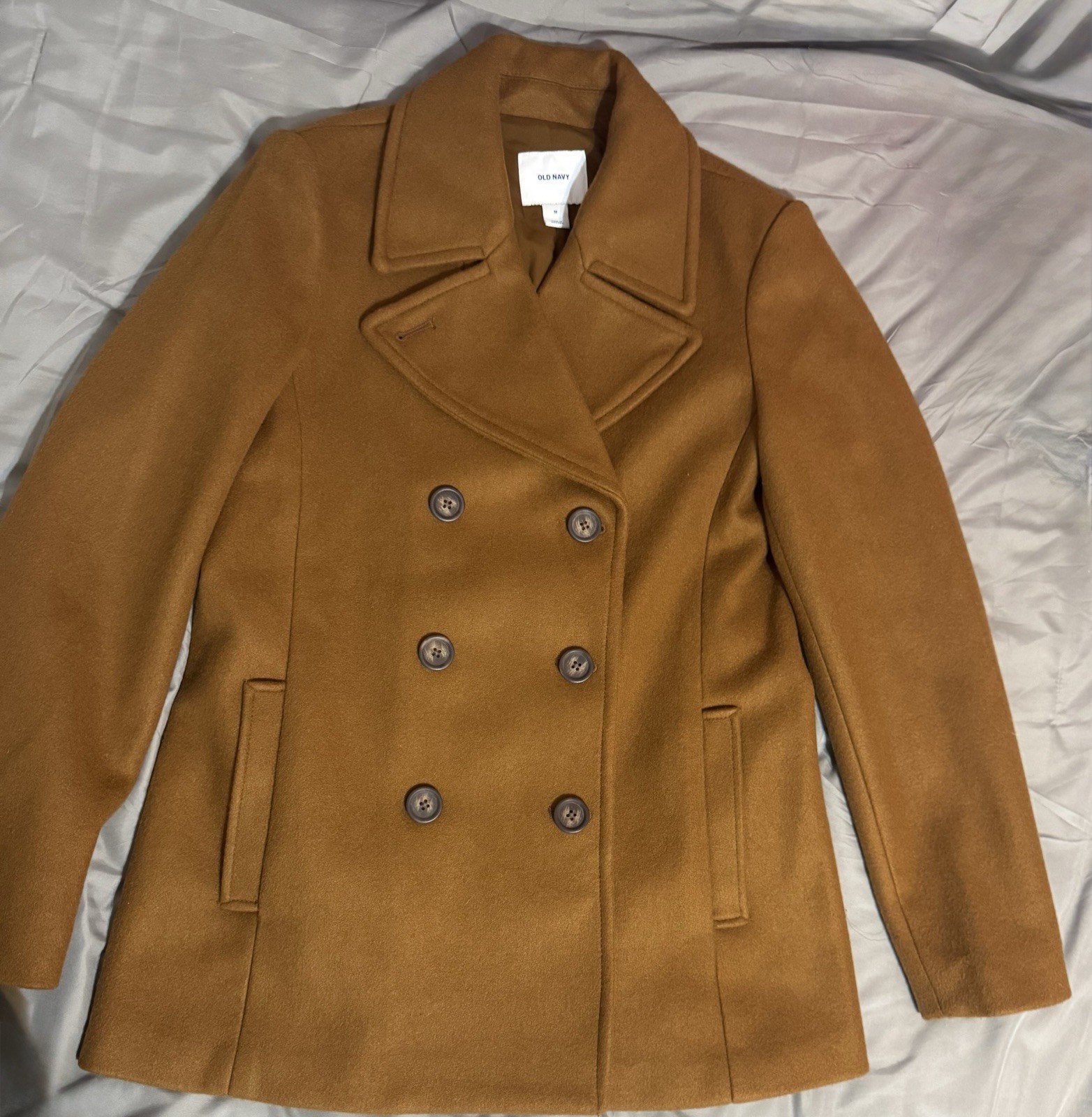 Old Navy Brown Double-Breasted Women’s Pea Coat Button Pockets Lined W Medium