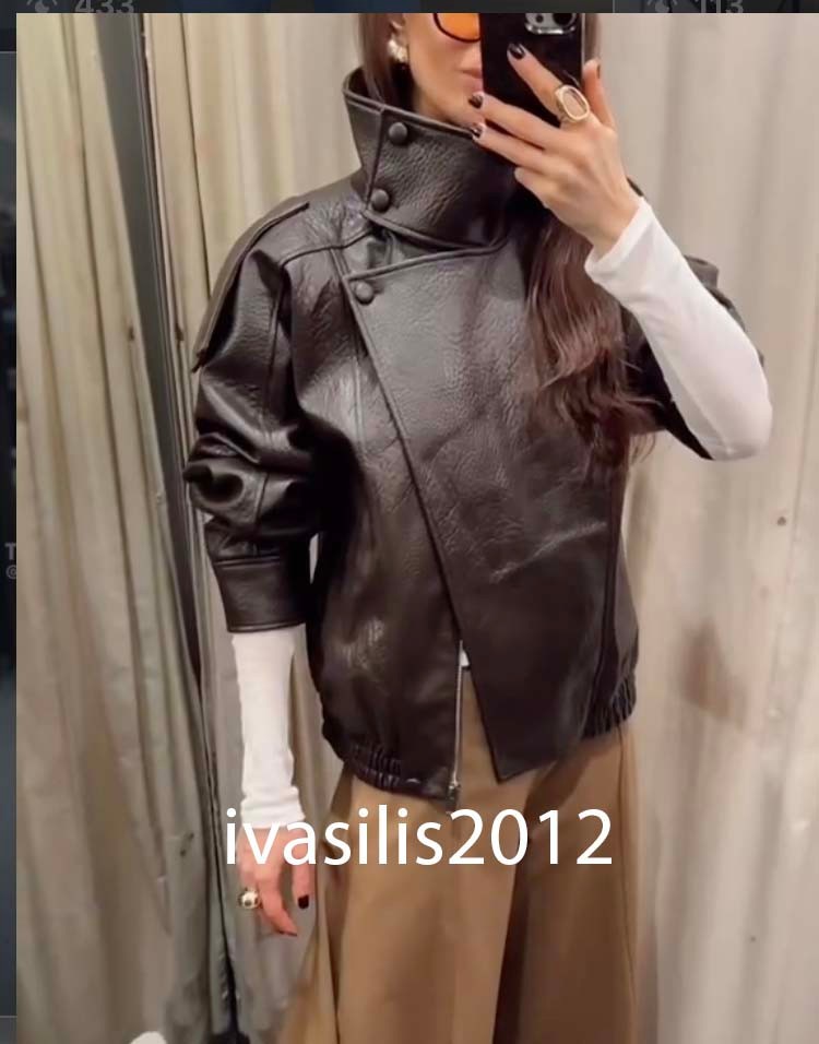 ZARA WOMAN FW25/26 BROWN FAUX LEATHER JACKET XS-XXL 4391/892/700
