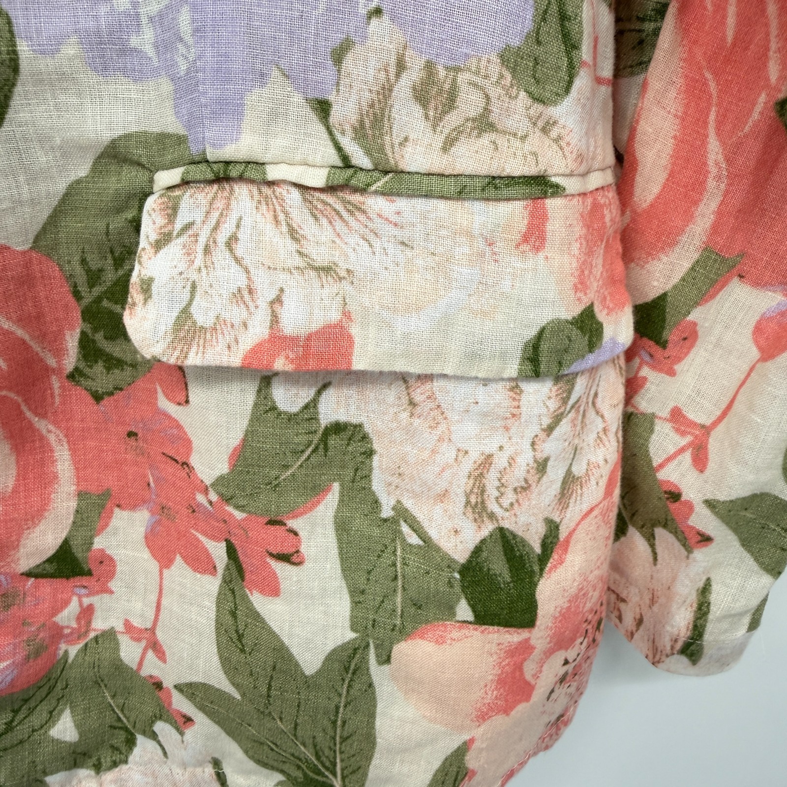 Joie Blazer Jacket Womens Size Large 100% Linen Floral Garden Party Coquette