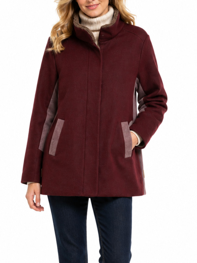 UGG Australia Shelley Coat Size Large Burgundy Wine Wool Blend Sherpa Jacket