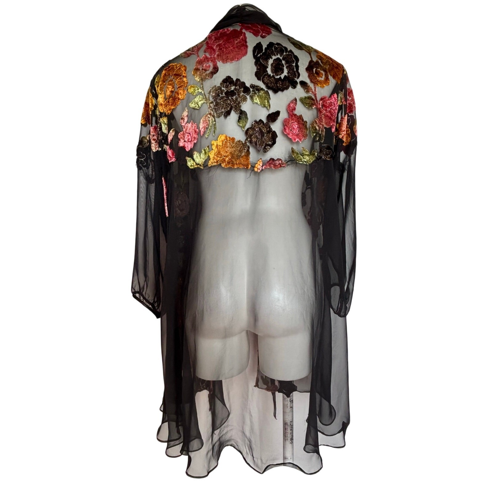 VTG Victoria’s Secret Gold Label Sheer Kimono Velvet Burnout Glitter Whimsygoth