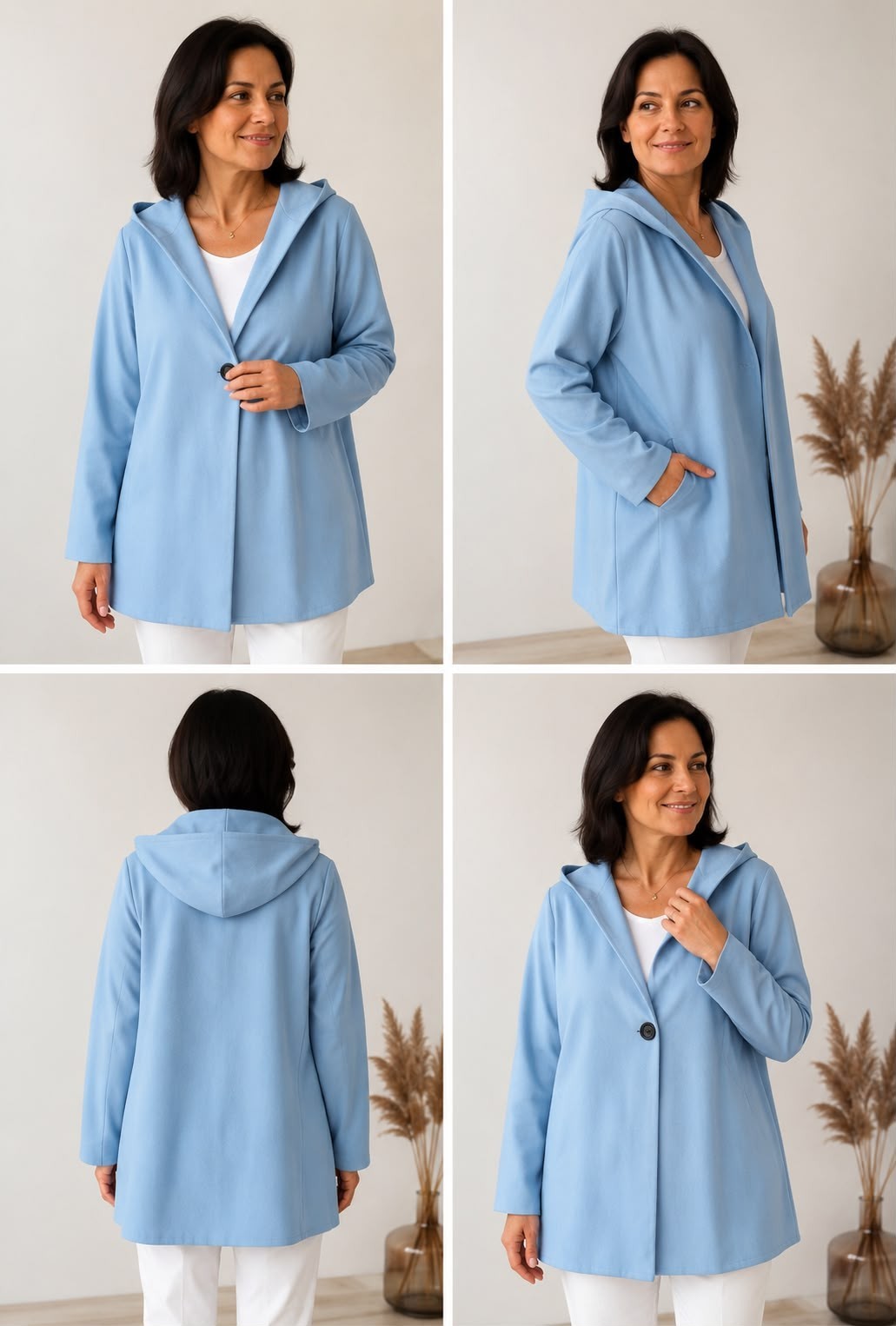 Women’s coat cardigan with hood light blue size M, between-seasons jacket