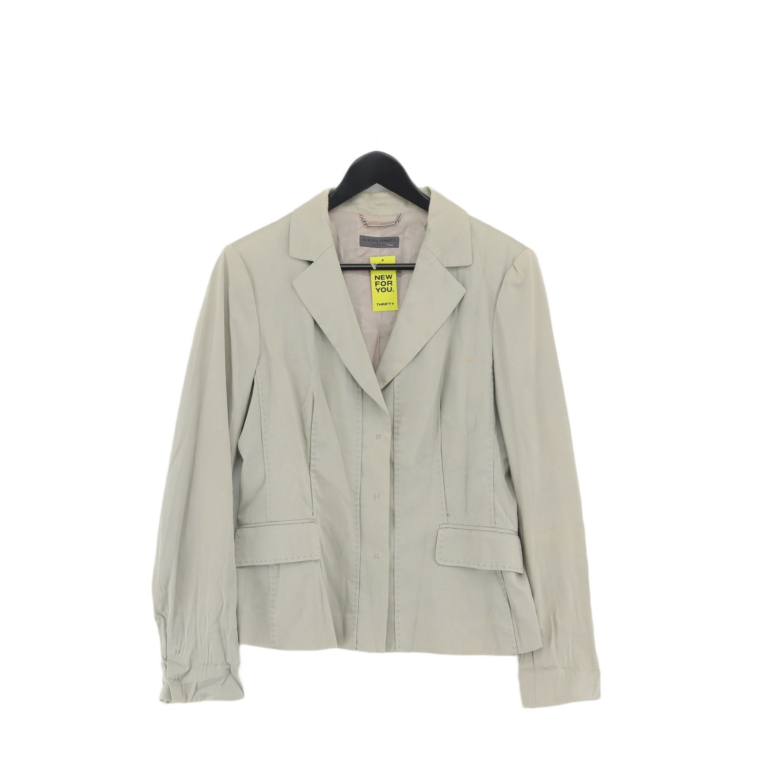 Alberta Ferretti Women’s Blazer Chest: 36 in Grey Cotton