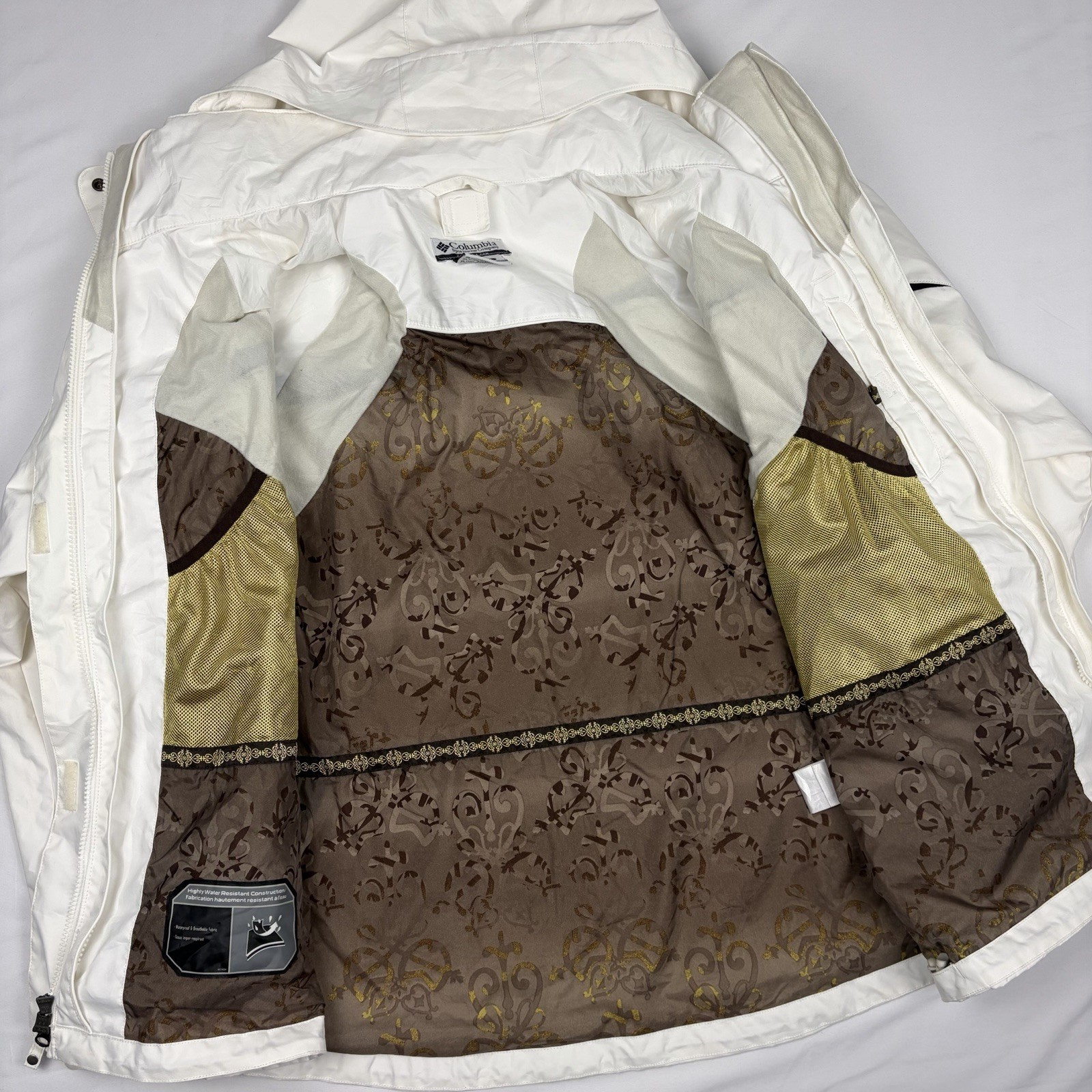Columbia women’s Interchange Jacket XL White Waterproof Ski Snow Hooded Coat