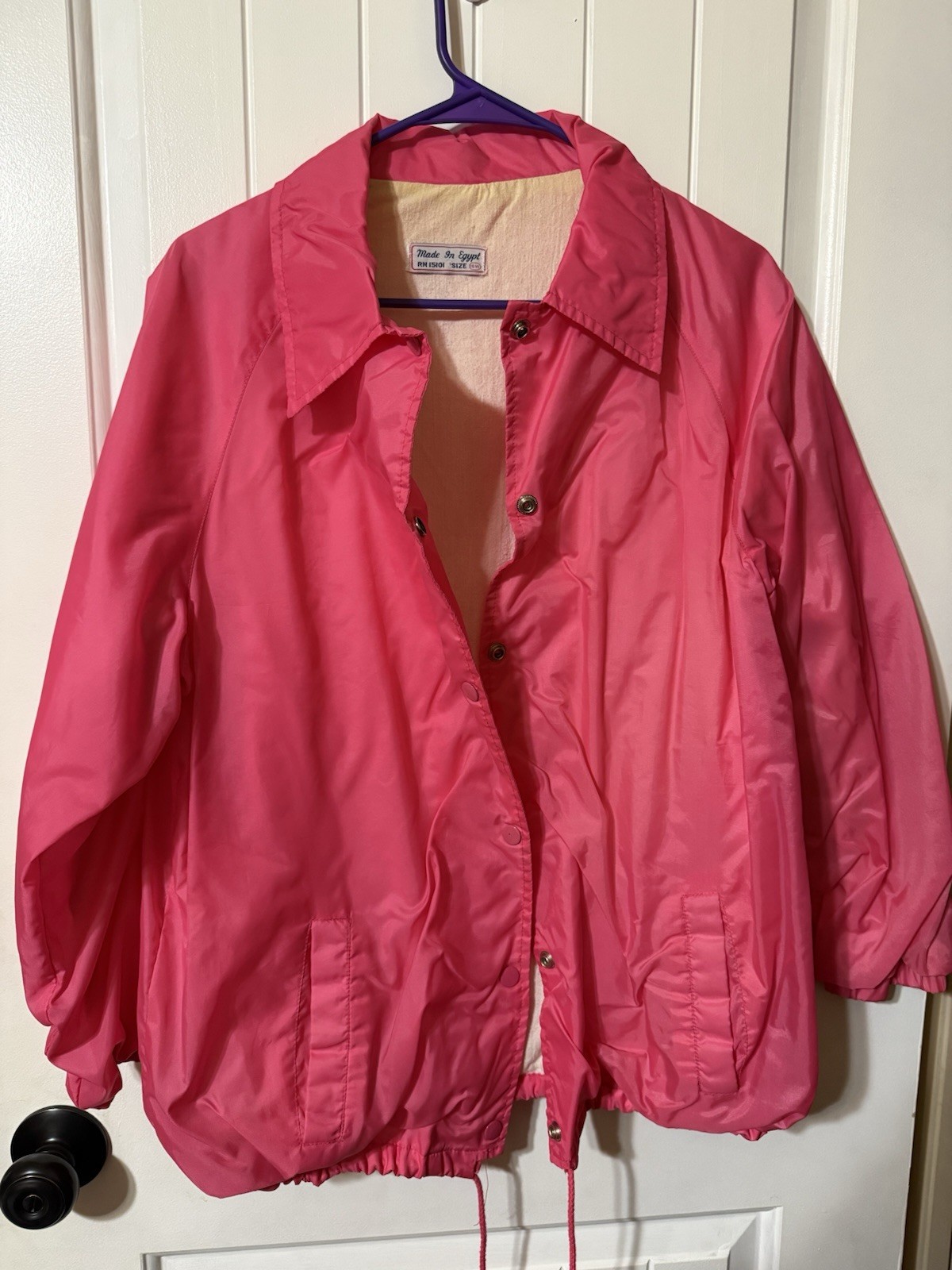 Vintage 70s Women’s Yoked Windbreaker Jacket Pink Made In Egypt 16W