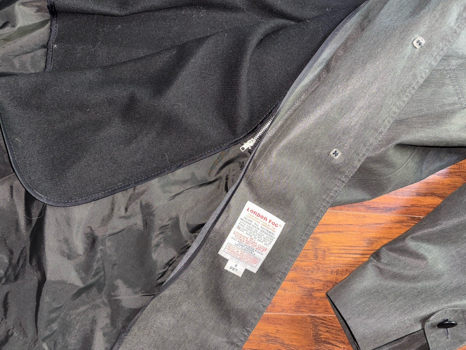 Vintage Dark Green London Fog Coat Womens 8P Trench Zip Liner Classic Academia